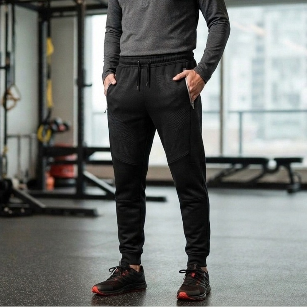 Spyder Active Mens XL Black ProWEB Fleece Joggers Sweatpants Zip Pockets